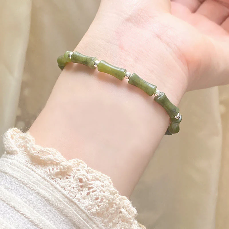 Bracciale Buddha Stones 925 Sterling Silver Bamboo Jade Lucky Cat Fu Character Luck Abundance - Image 7