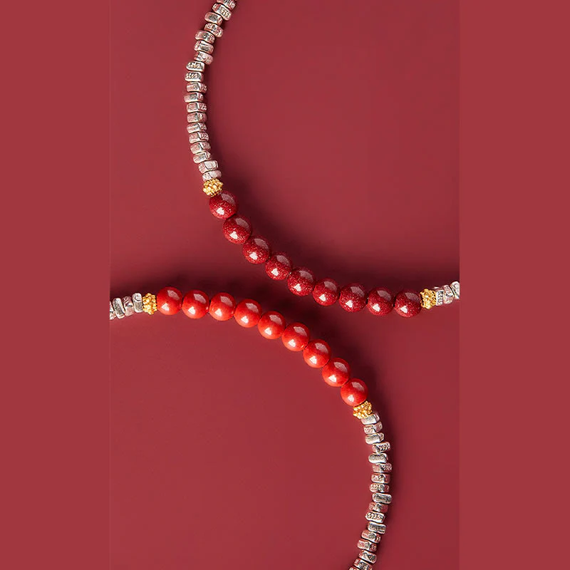 Bracciale Buddha Stones 925 Sterling Silver Cinnabar Fu Character Blessing - Image 10