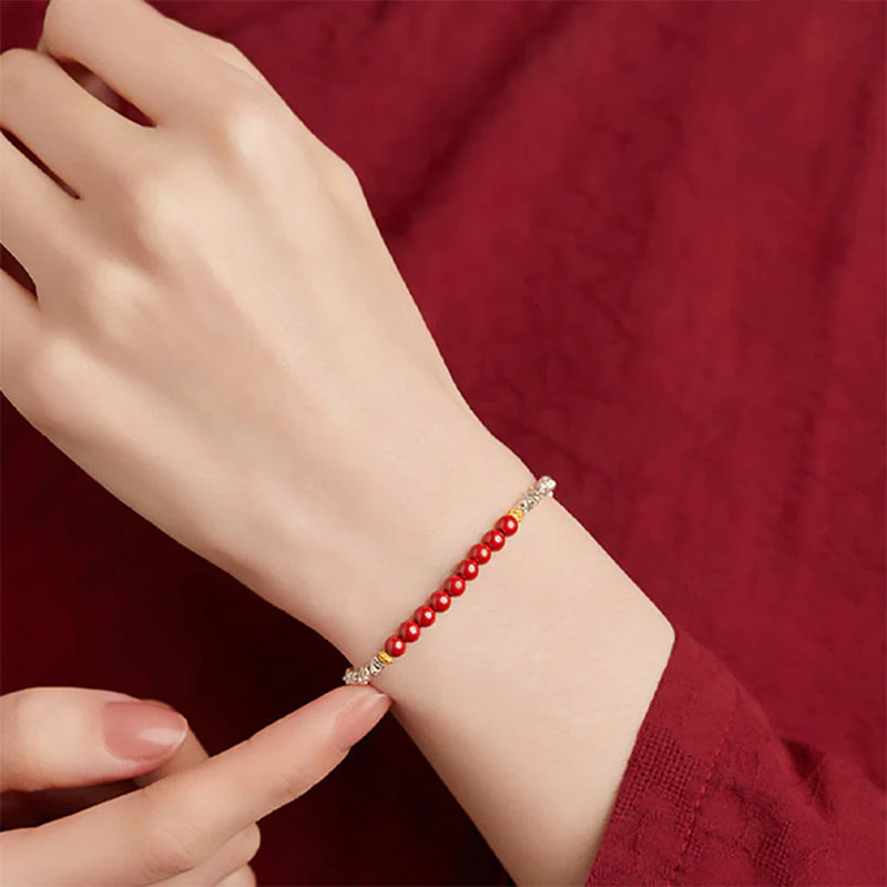 Bracciale Buddha Stones 925 Sterling Silver Cinnabar Fu Character Blessing - Image 2
