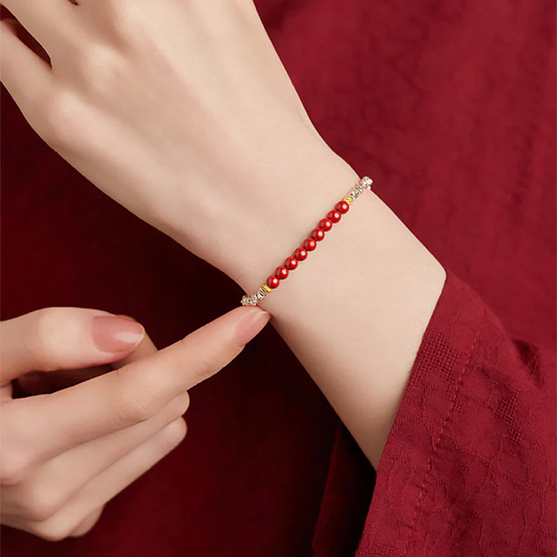 Bracciale Buddha Stones 925 Sterling Silver Cinnabar Fu Character Blessing - Image 6
