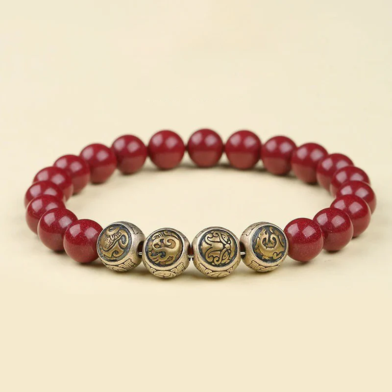 Bracciale Buddha Stones 925 Sterling Silver Cinnabar naturale Quattro Bestie Benedizione - Image 12