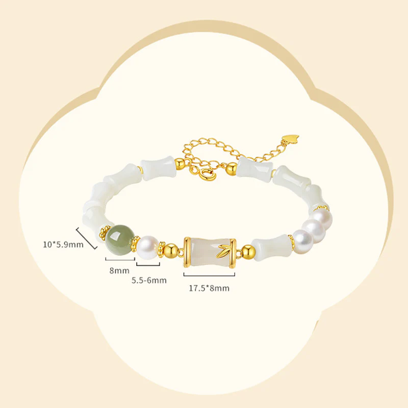 Bracciale Buddha Stones 925 Sterling Silver Hetian Naturale Giada Bianca Bambù Benedizione Fortuna Bracciale - Image 12