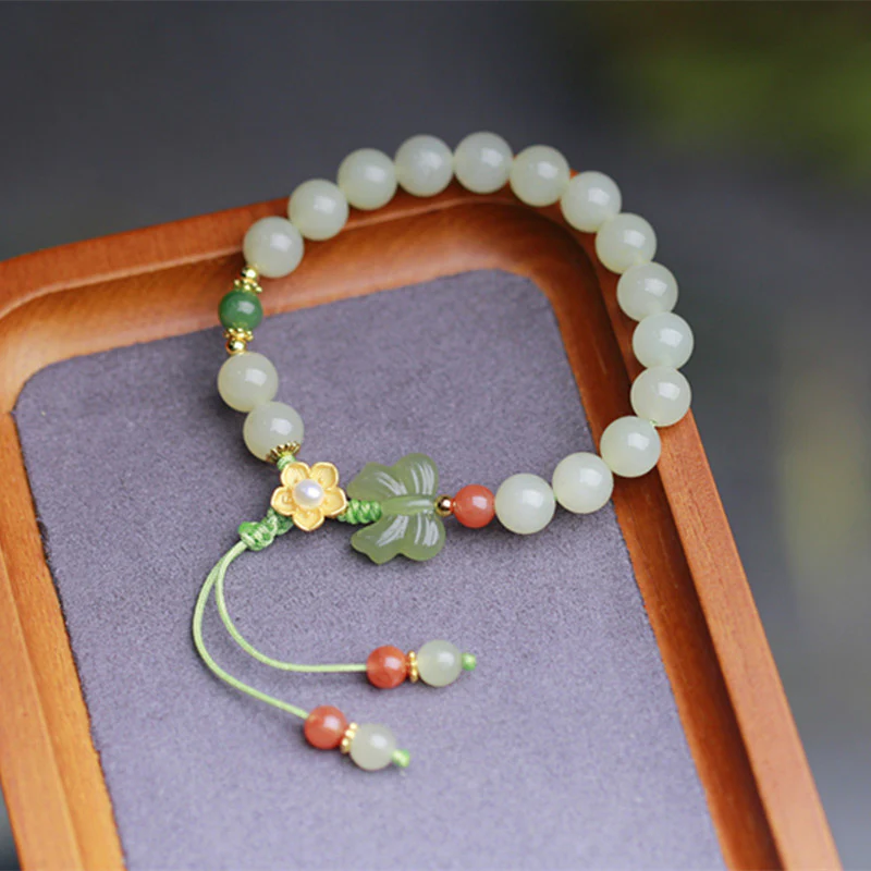 Bracciale Buddha Stones 925 Sterling Silver Jade Luck Flower Butterfly - Image 5