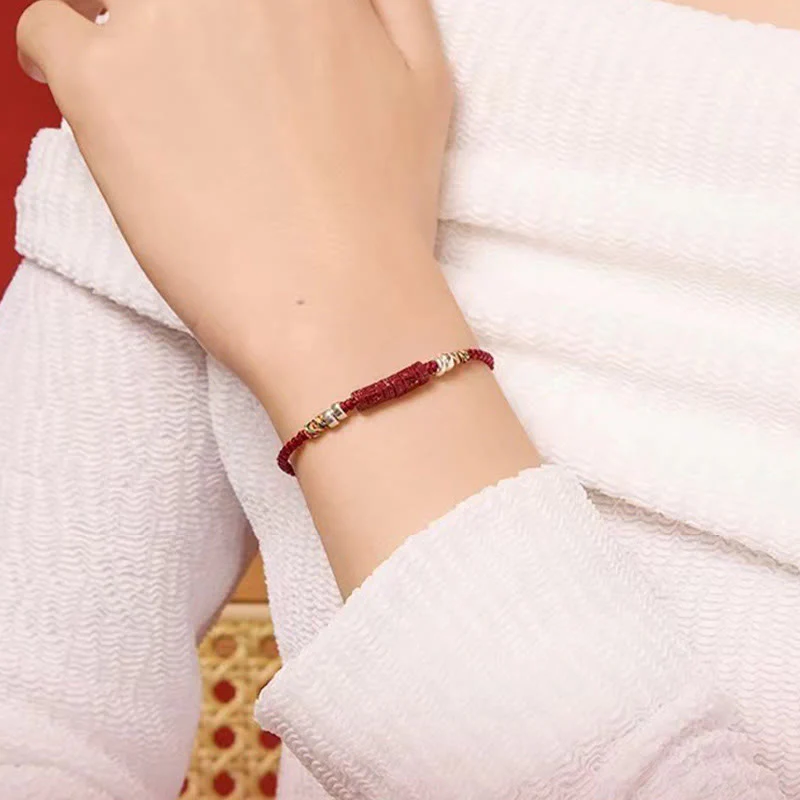 Bracciale Buddha Stones 925 Sterling Silver Om Mani Padme Hum Cinnabar Blessing Bambino Adulto - Image 5