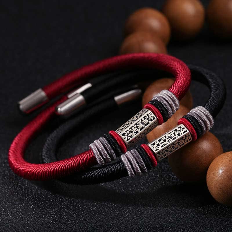 Bracciale Buddha Stones 925 Sterling Silver Om Mani Padme Hum Peace Red String - Image 2