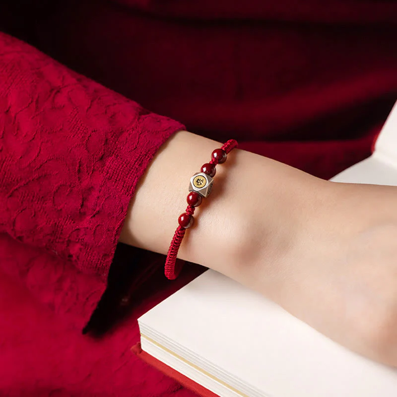 Bracciale Buddha Stones 925 Sterling Silver Zodiaco Cinese Buddha Natale Cinabro Calma - Image 11