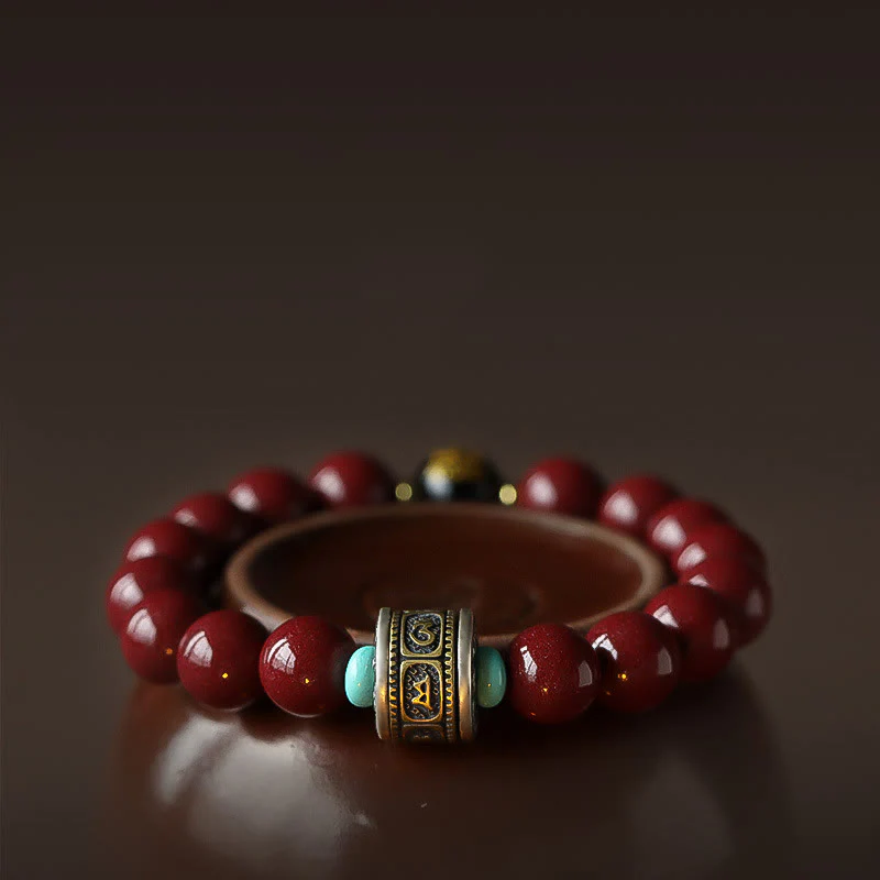 Bracciale Buddha Stones 925 Sterling Silver Zodiaco Cinese Buddha Natale Cinabro Om Mani Padme Hum Calm - Image 2