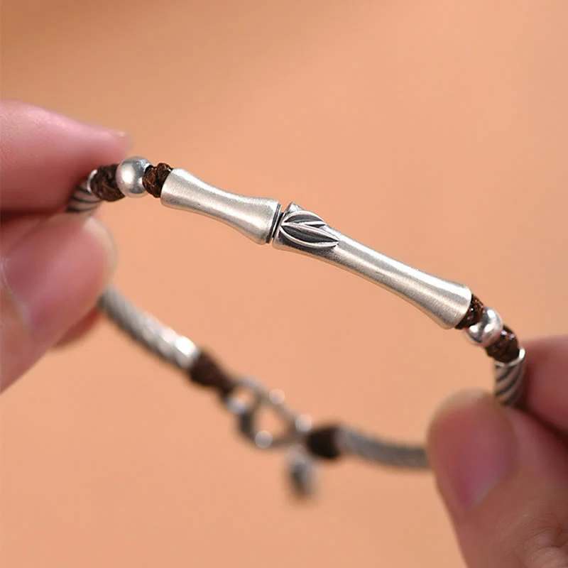 Bracciale Buddha Stones 999 Sterling Silver Bamboo Pattern Cicada Luck Wealth - Image 4