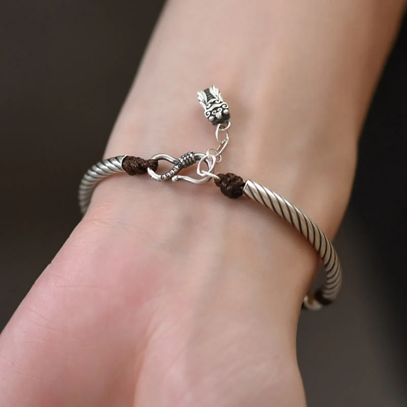 Bracciale Buddha Stones 999 Sterling Silver Bamboo Pattern Cicada Luck Wealth - Image 8