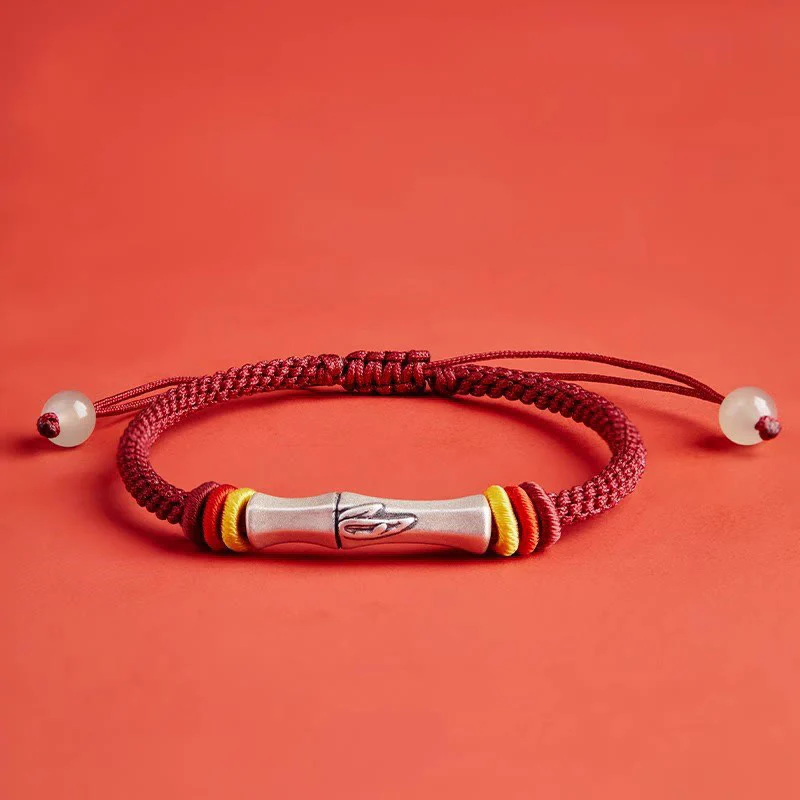 Bracciale Buddha Stones 999 Sterling Silver Red String Bamboo Enlightenment - Image 13