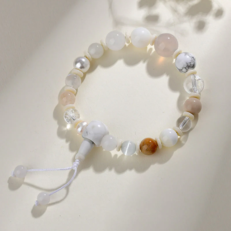 Bracciale Buddha Stones Agata Bianca Perla 18 Perline Equilibrio Fortuna - Image 4