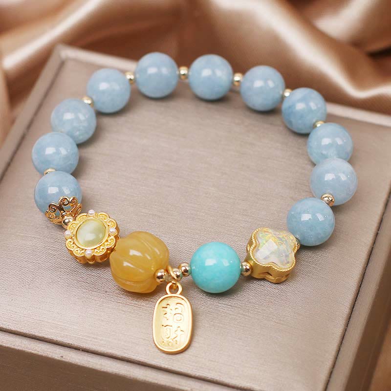 Bracciale Buddha Stones Aquamarine Pumpkin Pearl Wealth Protection - Image 2