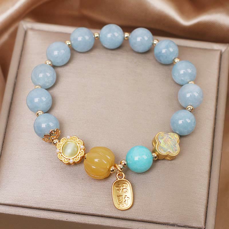 Bracciale Buddha Stones Aquamarine Pumpkin Pearl Wealth Protection - Image 4