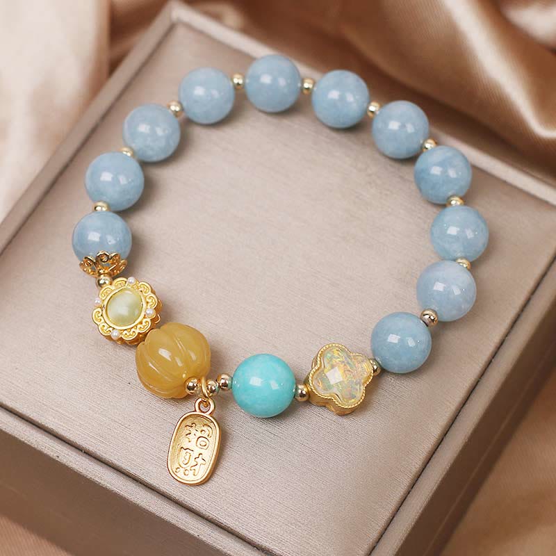 Bracciale Buddha Stones Aquamarine Pumpkin Pearl Wealth Protection - Image 5