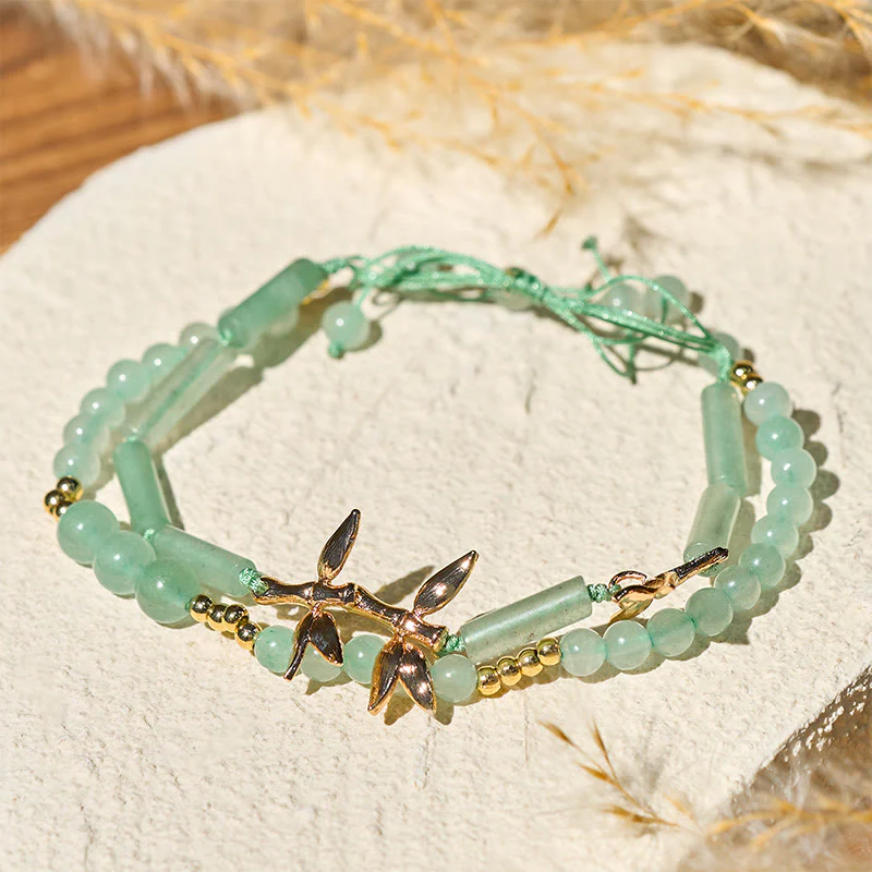 Bracciale Buddha Stones Bamboo Design a doppio strato in avventurina verde per forza ed equilibrio - Image 5