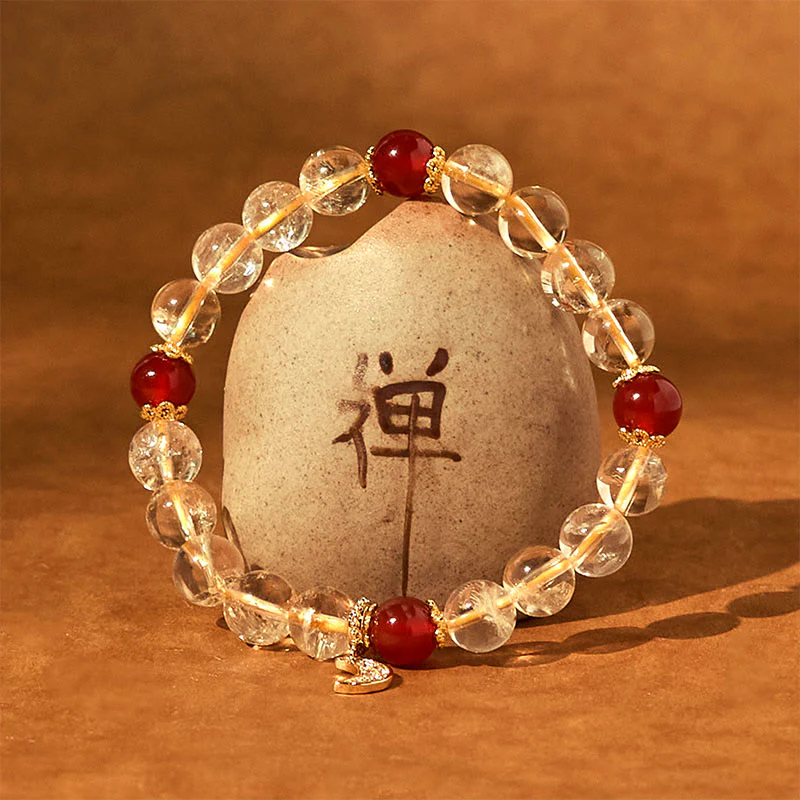 Bracciale Buddha Stones Citrino Agata Rossa Luna Prosperità - Image 11