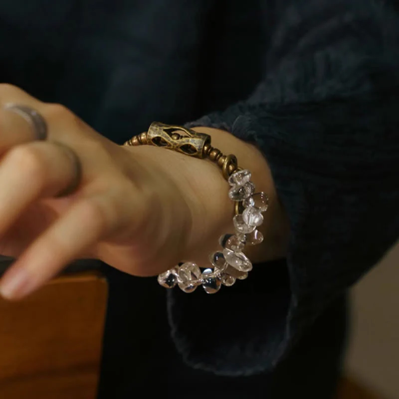 Bracciale Buddha Stones con cristalli bianchi irregolari e purezza del rame - Image 10