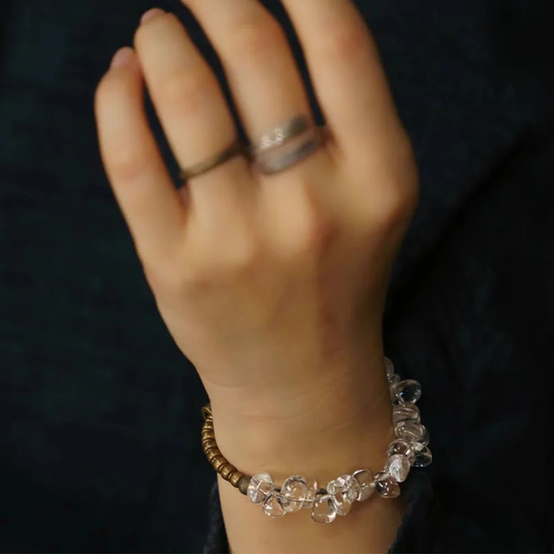 Bracciale Buddha Stones con cristalli bianchi irregolari e purezza del rame - Image 4