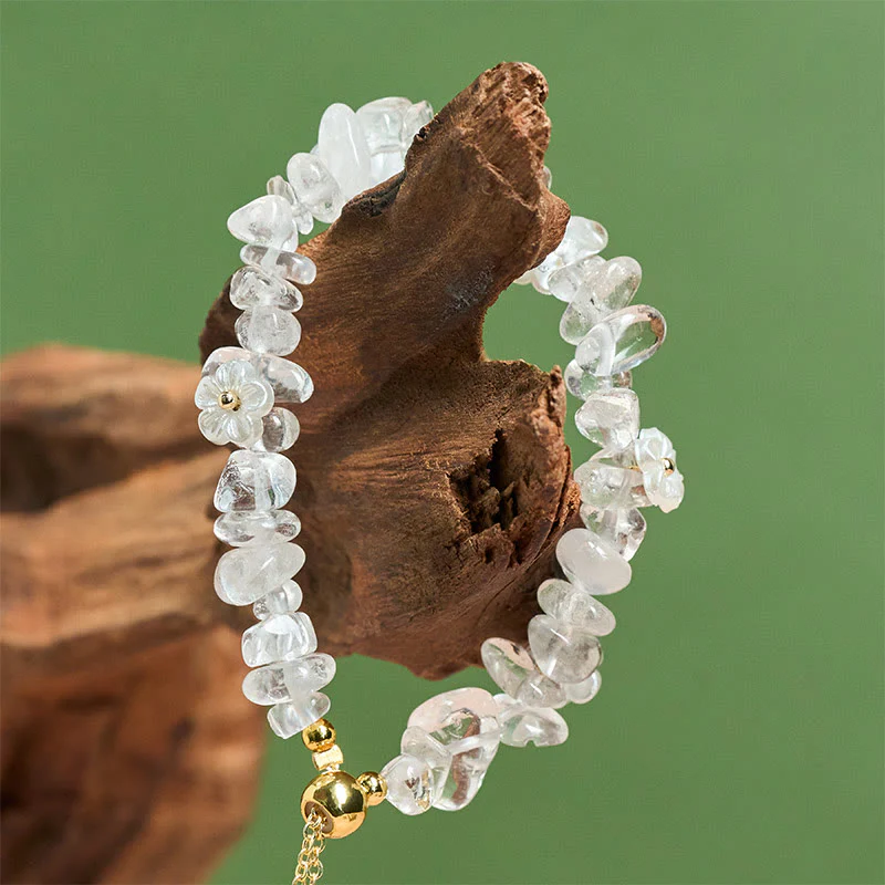 Bracciale Buddha Stones con design a fiore di cristallo irregolare e ametista e cristallo bianco - Image 13