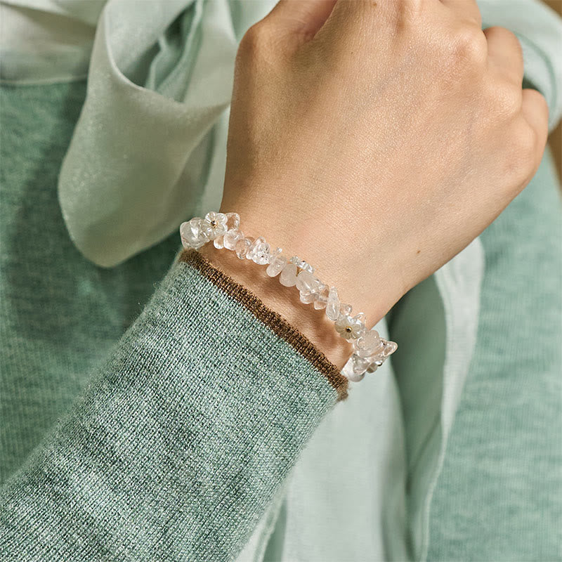 Bracciale Buddha Stones con design a fiore di cristallo irregolare e ametista e cristallo bianco - Image 15