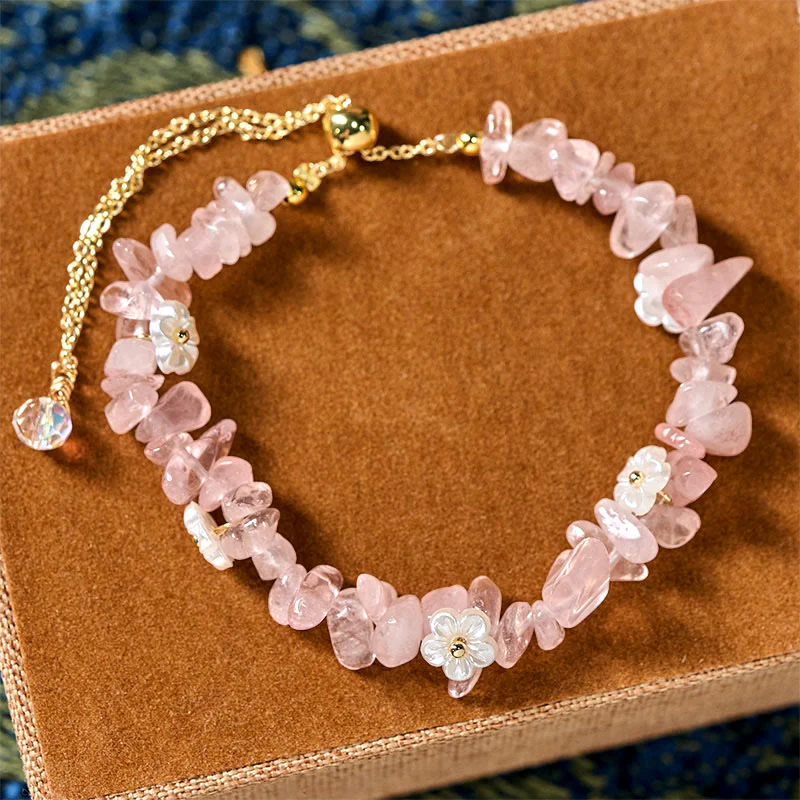 Bracciale Buddha Stones con design a fiore di cristallo irregolare e ametista e cristallo bianco - Image 34
