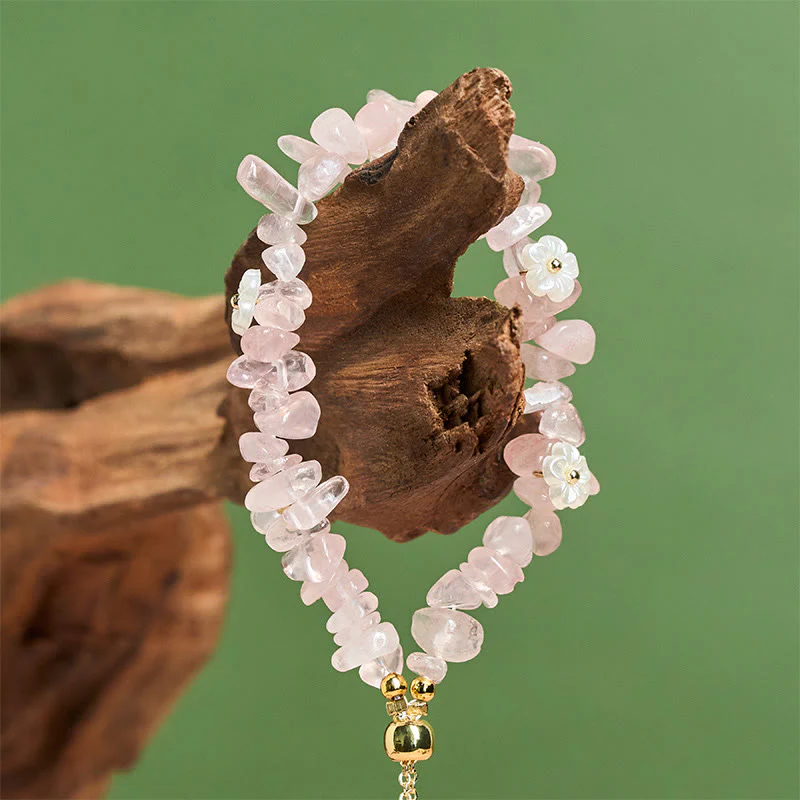 Bracciale Buddha Stones con design a fiore di cristallo irregolare e ametista e cristallo bianco - Image 37