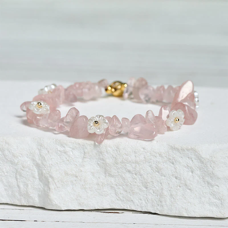 Bracciale Buddha Stones con design a fiore di cristallo irregolare e ametista e cristallo bianco - Image 38