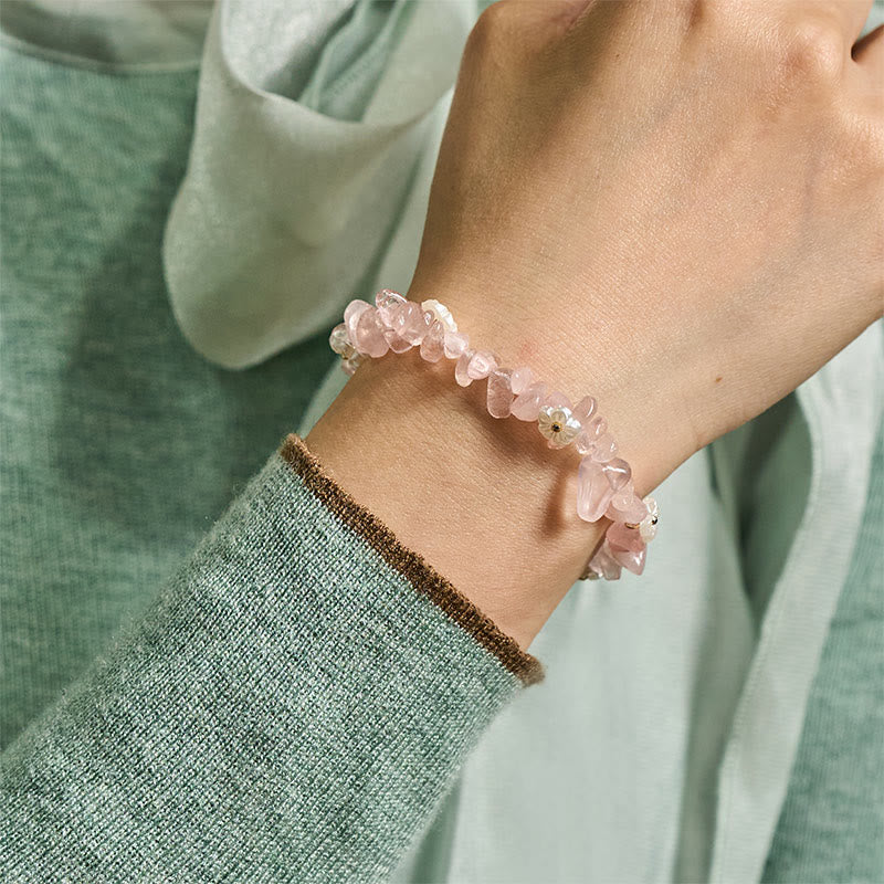 Bracciale Buddha Stones con design a fiore di cristallo irregolare e ametista e cristallo bianco - Image 39