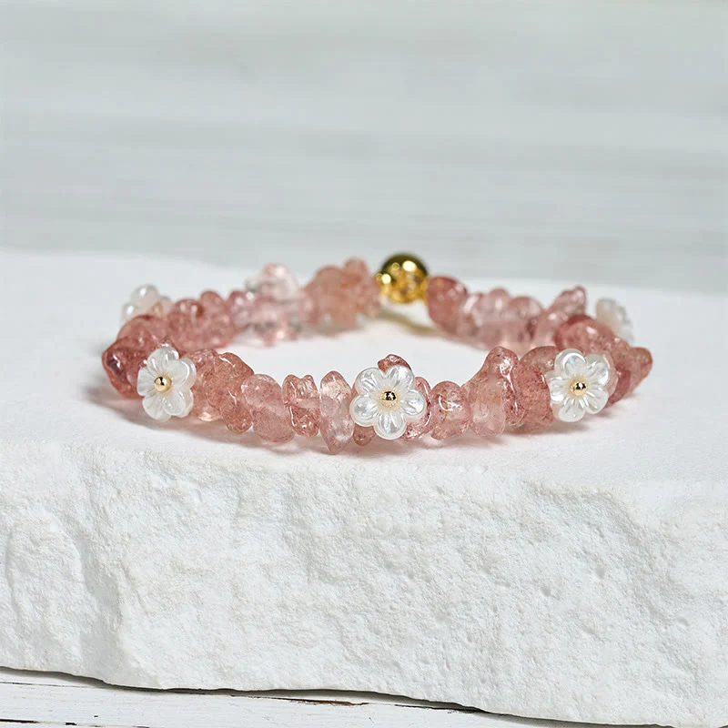 Bracciale Buddha Stones con design a fiore di cristallo irregolare e ametista e cristallo bianco - Image 46