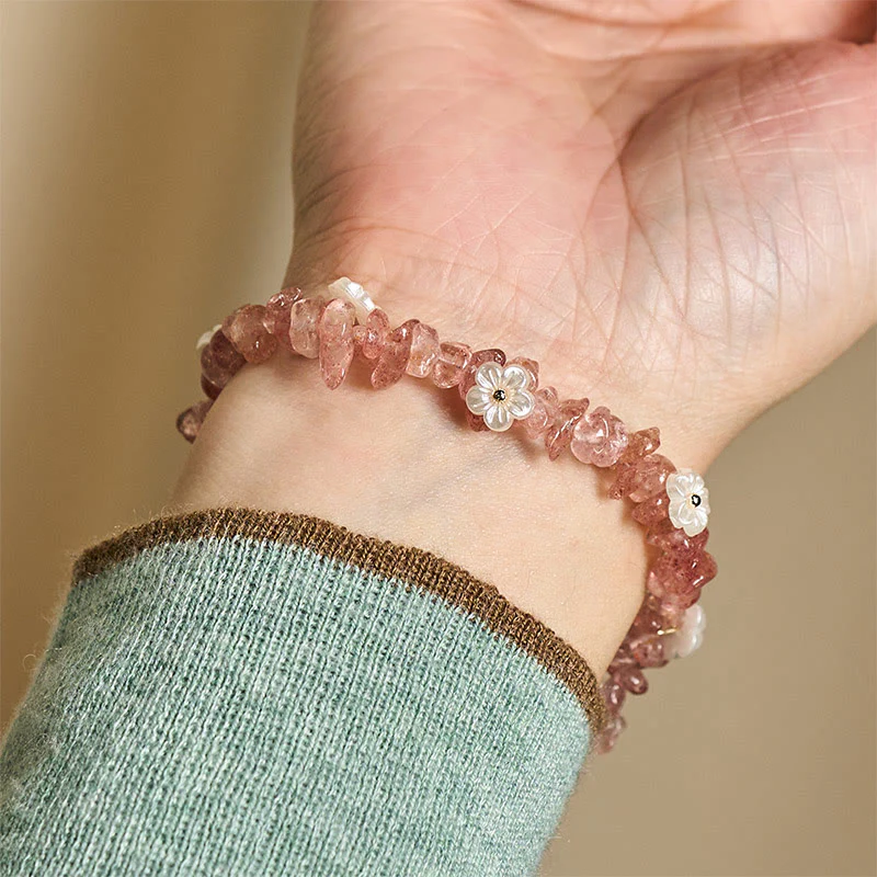 Bracciale Buddha Stones con design a fiore di cristallo irregolare e ametista e cristallo bianco - Image 48