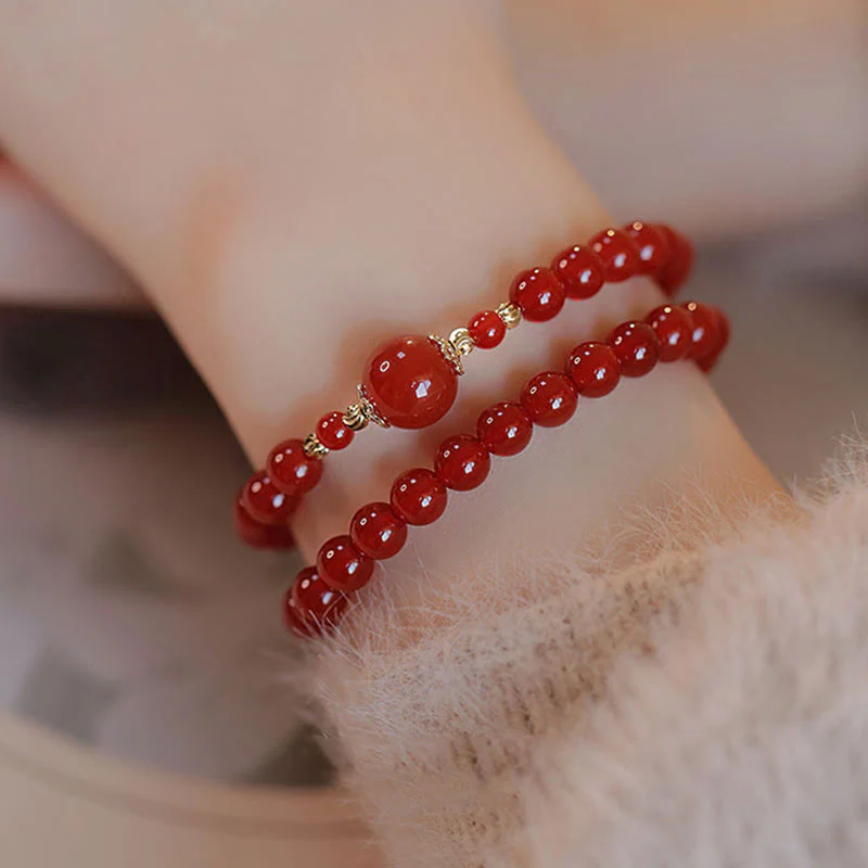 Bracciale Buddha Stones con doppio giro di perline di agata rossa per l'accettazione di sé e la fiducia in se stessi - Image 2
