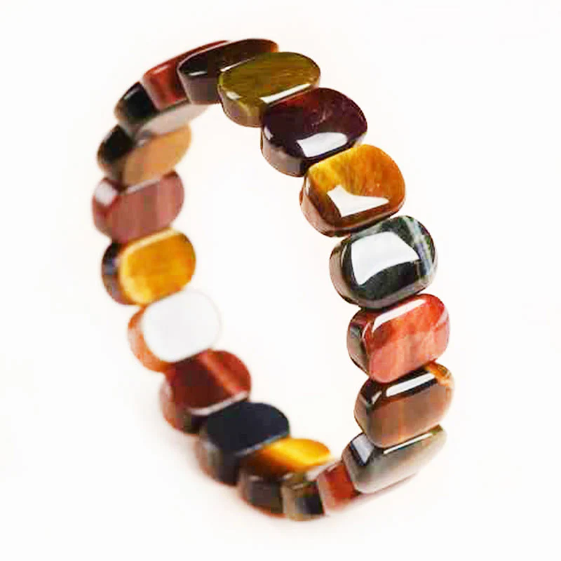 Bracciale Buddha Stones con perle ovali in occhio di tigre colorato naturale - Image 3