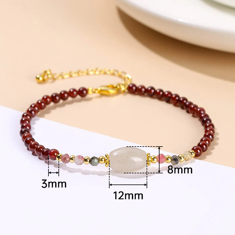 Bracciale Buddha Stones con perline di giada, tormalina e granato - Image 10
