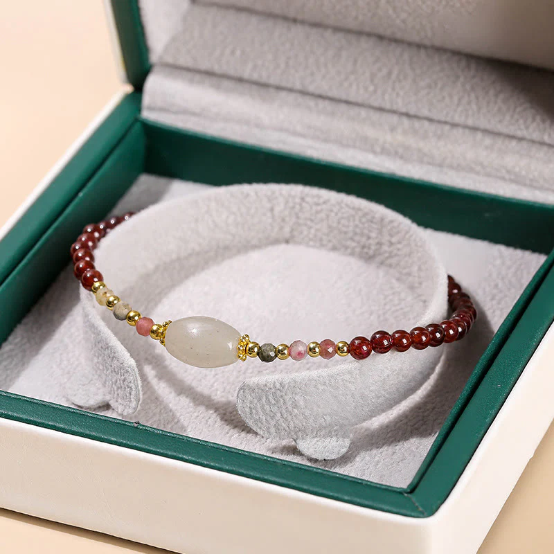 Bracciale Buddha Stones con perline di giada, tormalina e granato - Image 6