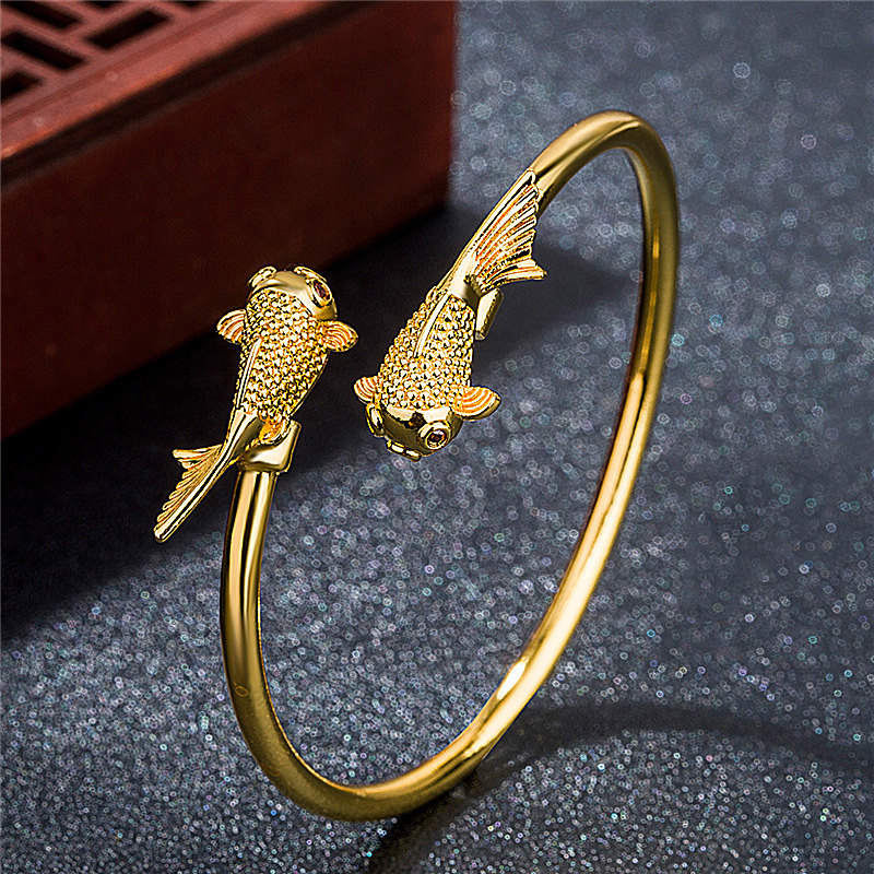 Bracciale Buddha Stones Double Koi Fish Rame Prosperità Ricchezza - Image 2
