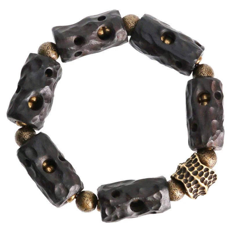 Bracciale Buddha Stones Ebano Legno Rame Ottone Calma - Image 11