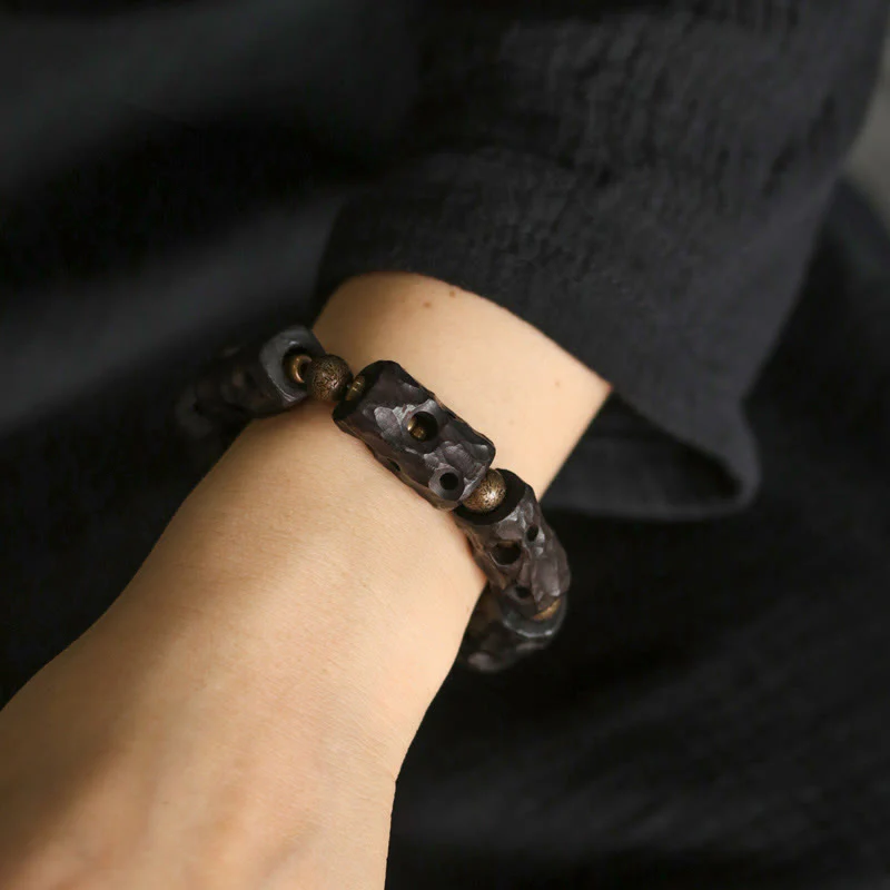 Bracciale Buddha Stones Ebano Legno Rame Ottone Calma - Image 5