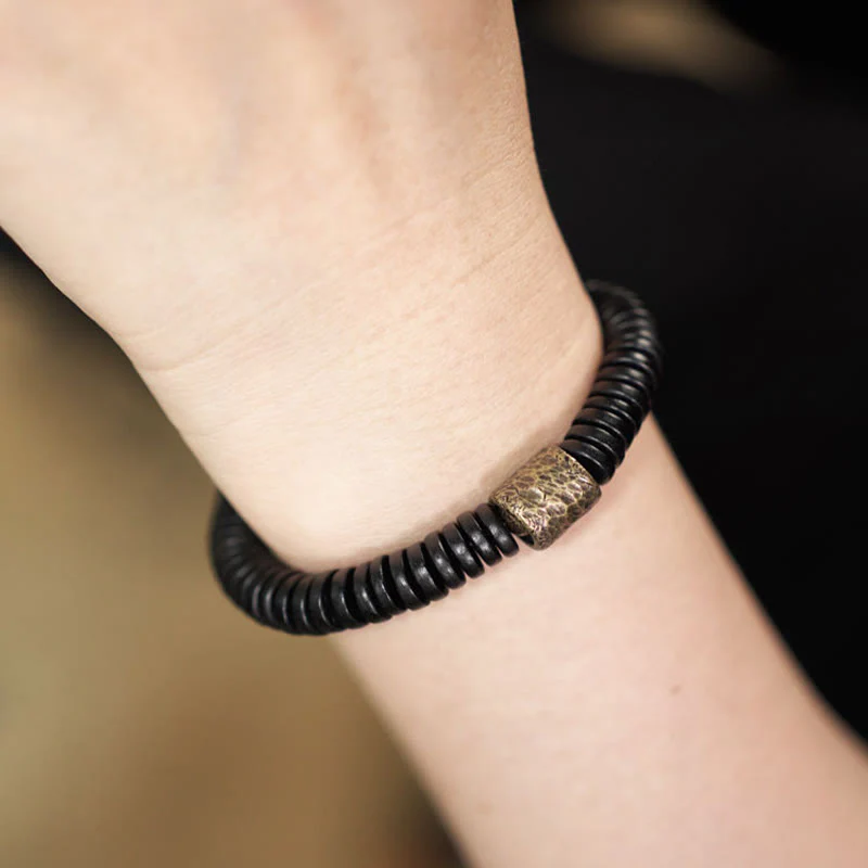 Bracciale Buddha Stones Ebano Legno Rame Ottone Calma - Image 10