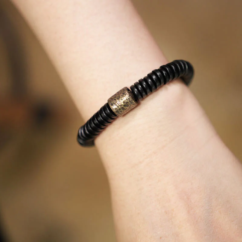 Bracciale Buddha Stones Ebano Legno Rame Ottone Calma - Image 11