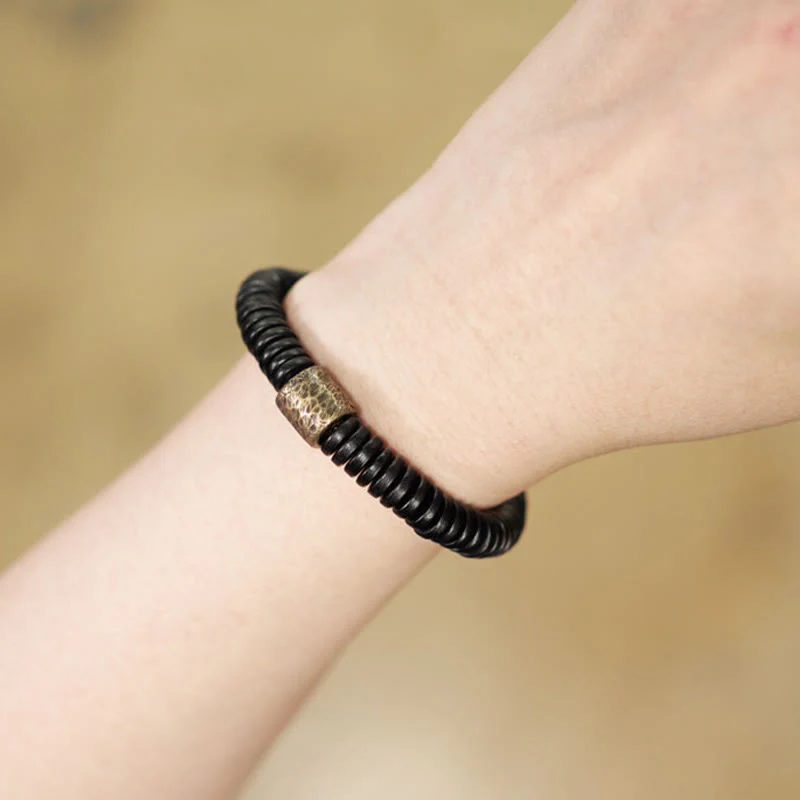 Bracciale Buddha Stones Ebano Legno Rame Ottone Calma - Image 13