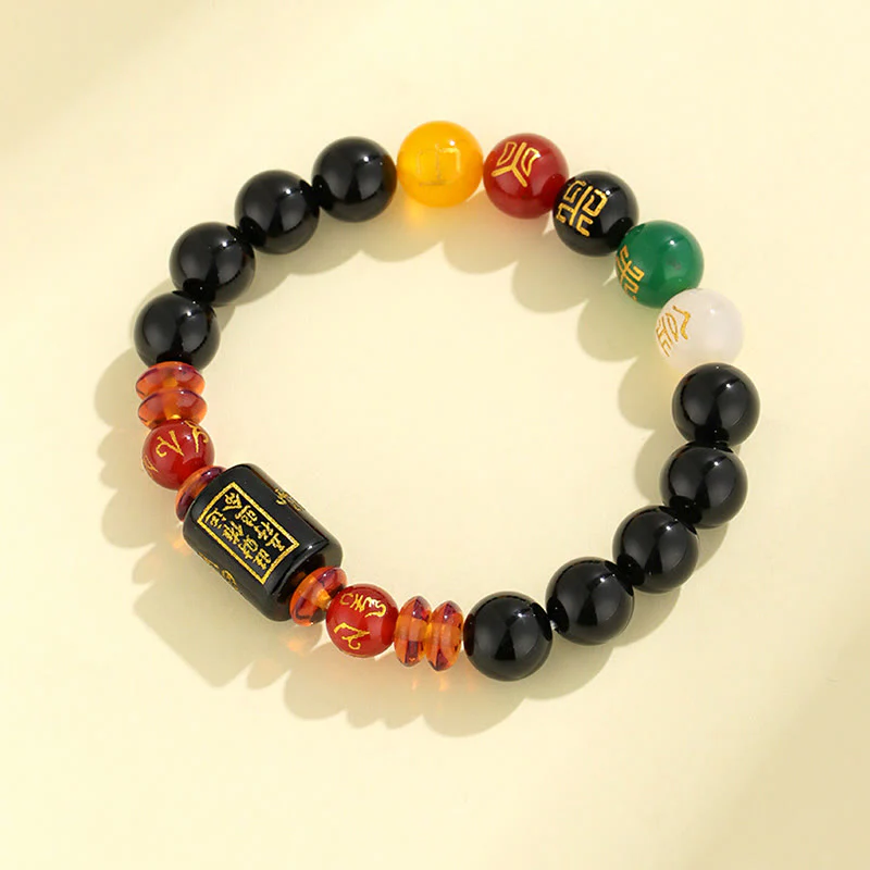 Bracciale Buddha Stones Five Elements Onice Nero Agata Rossa Saggezza Ricchezza - Image 10