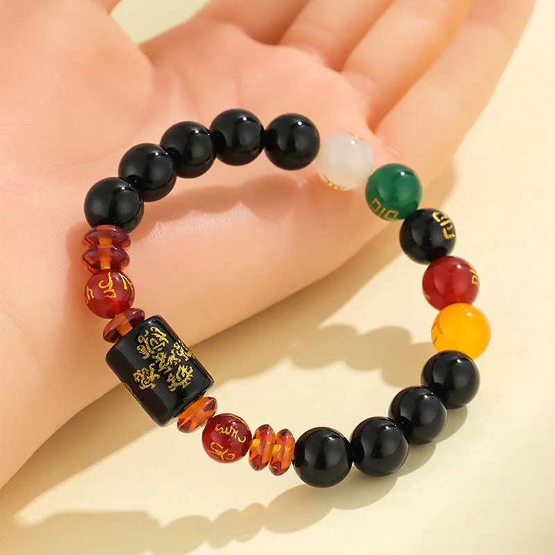 Bracciale Buddha Stones Five Elements Onice Nero Agata Rossa Saggezza Ricchezza - Image 11