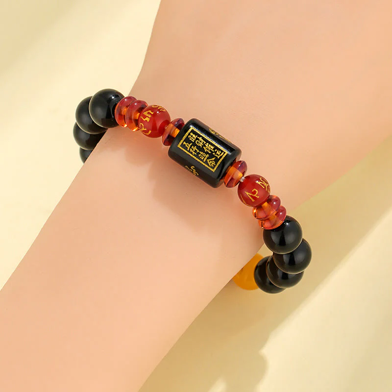 Bracciale Buddha Stones Five Elements Onice Nero Agata Rossa Saggezza Ricchezza - Image 12