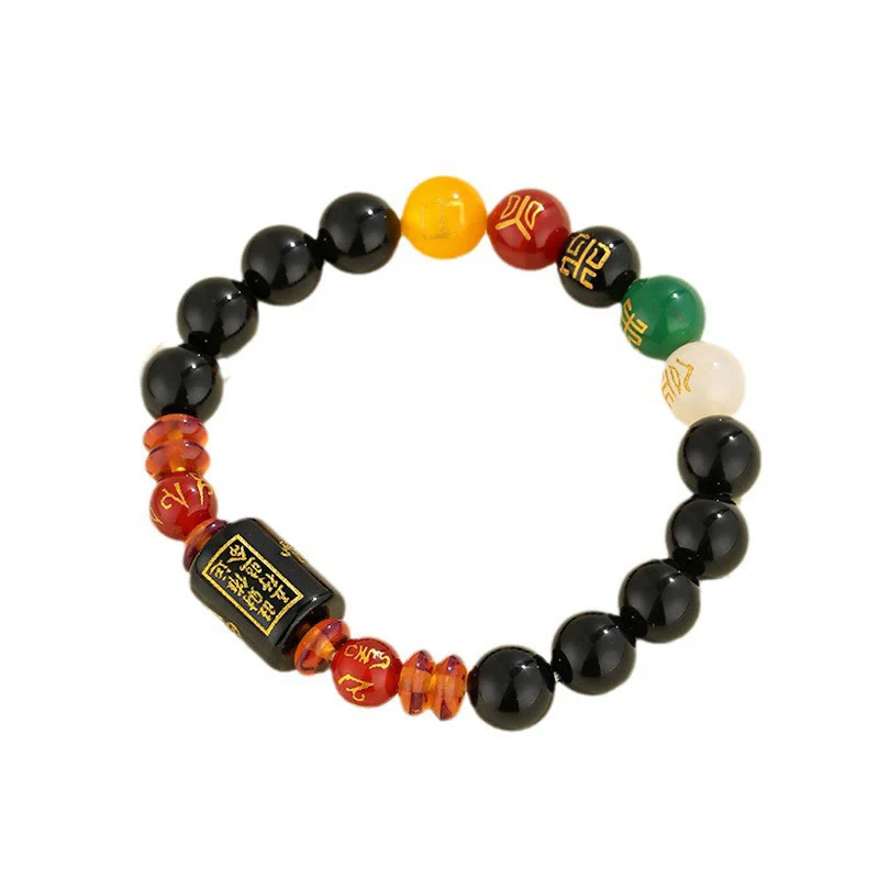 Bracciale Buddha Stones Five Elements Onice Nero Agata Rossa Saggezza Ricchezza - Image 13