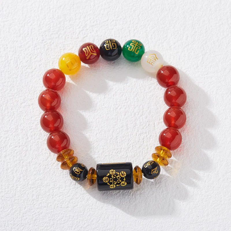 Bracciale Buddha Stones Five Elements Onice Nero Agata Rossa Saggezza Ricchezza - Image 14