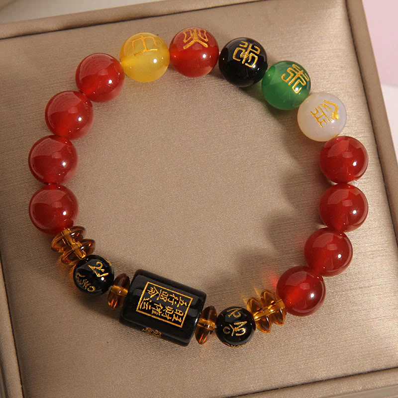 Bracciale Buddha Stones Five Elements Onice Nero Agata Rossa Saggezza Ricchezza - Image 17