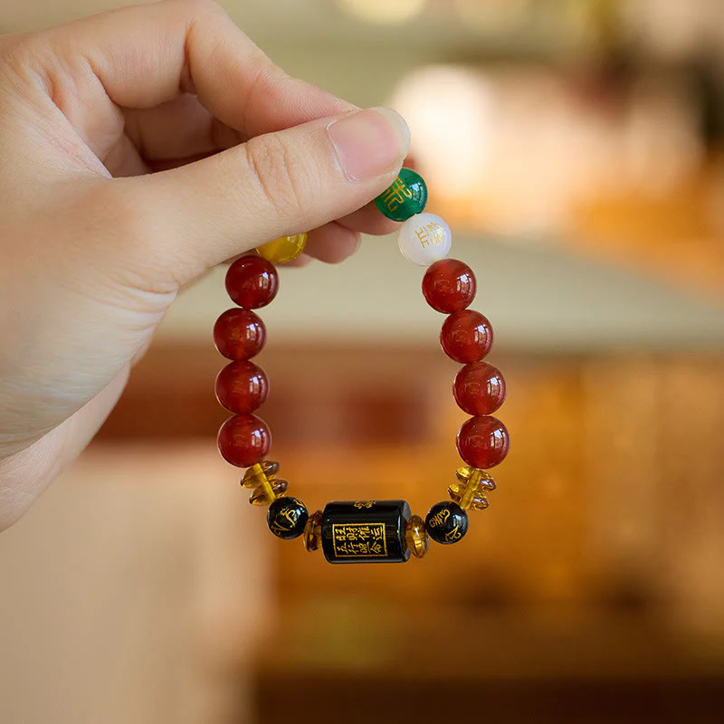 Bracciale Buddha Stones Five Elements Onice Nero Agata Rossa Saggezza Ricchezza - Image 19