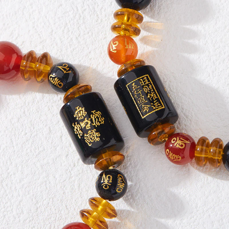 Bracciale Buddha Stones Five Elements Onice Nero Agata Rossa Saggezza Ricchezza - Image 23