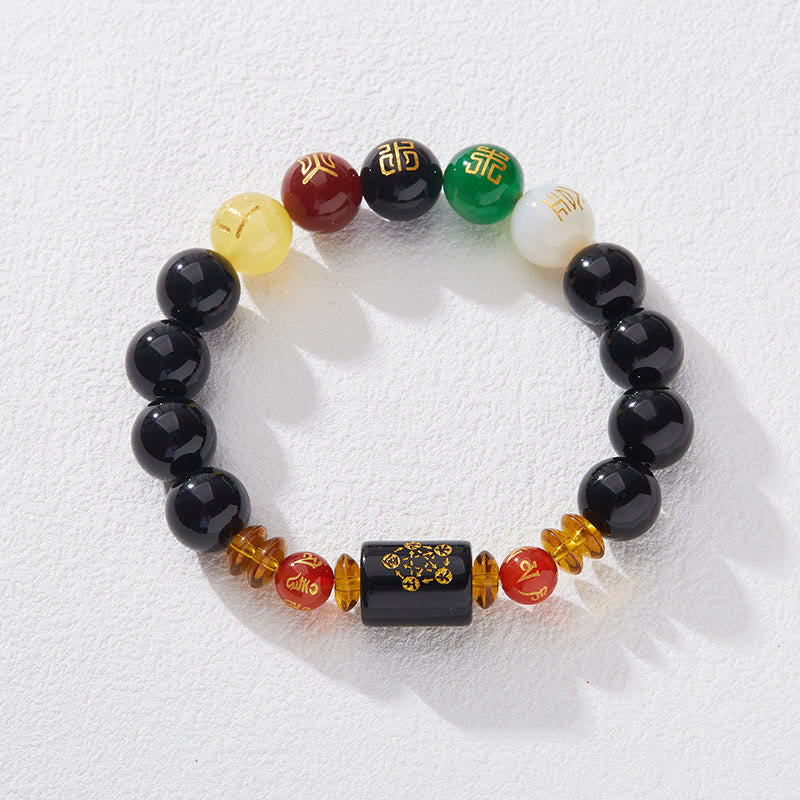 Bracciale Buddha Stones Five Elements Onice Nero Agata Rossa Saggezza Ricchezza - Image 26