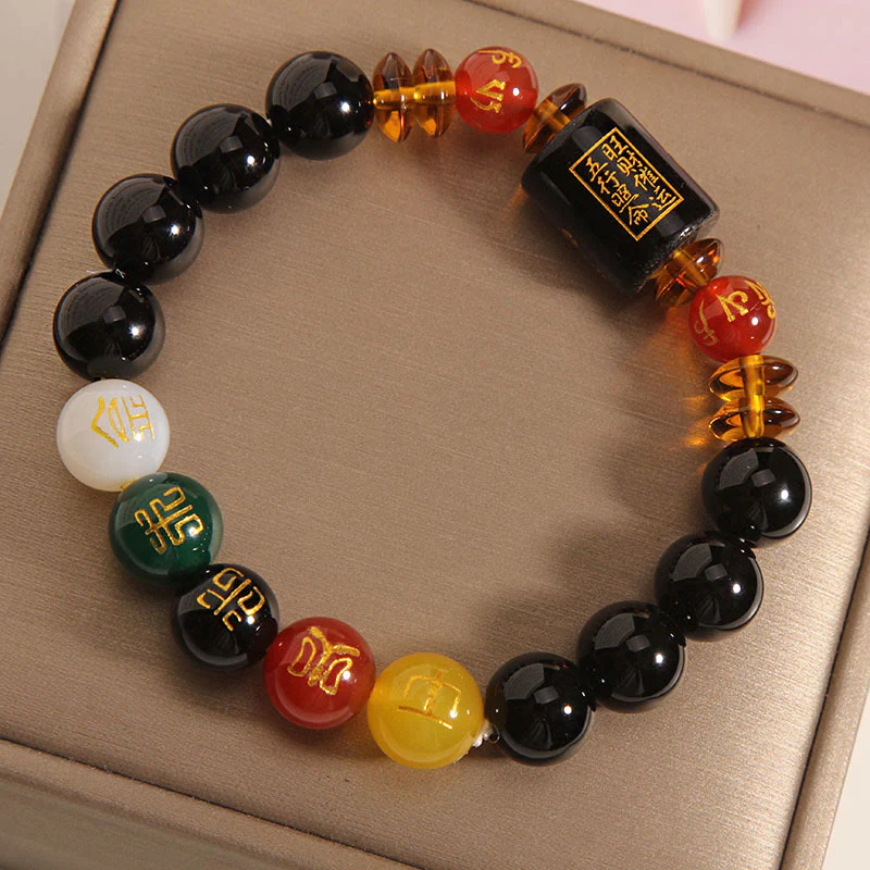 Bracciale Buddha Stones Five Elements Onice Nero Agata Rossa Saggezza Ricchezza - Image 28